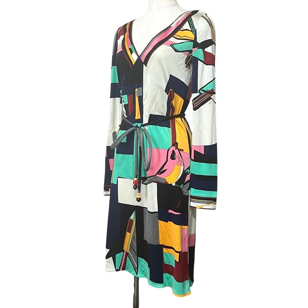 EMILIO PUCCI Geometric Print One piece Dress US 4 Used, Good Condition F/JPN
