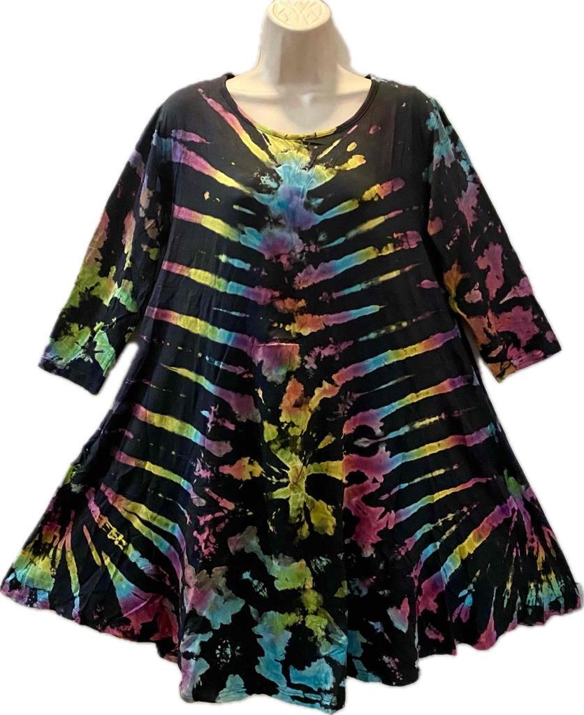 Sacred Threads Hippie Bohemian Festival Stretch Tie Dye Swing Dress 223632/2