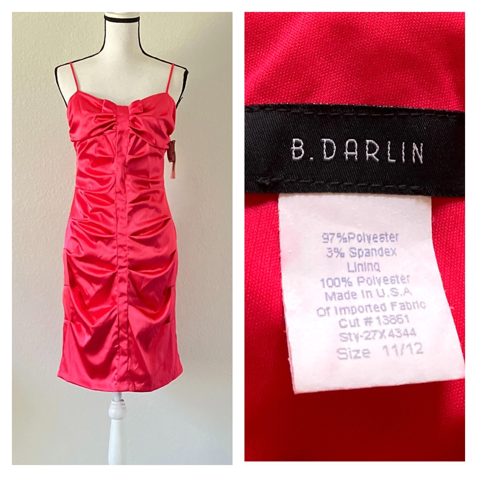 NWT Size 11/12 Bright Pink Party Dress, Size S New Years Eve Dress, Formal Satin
