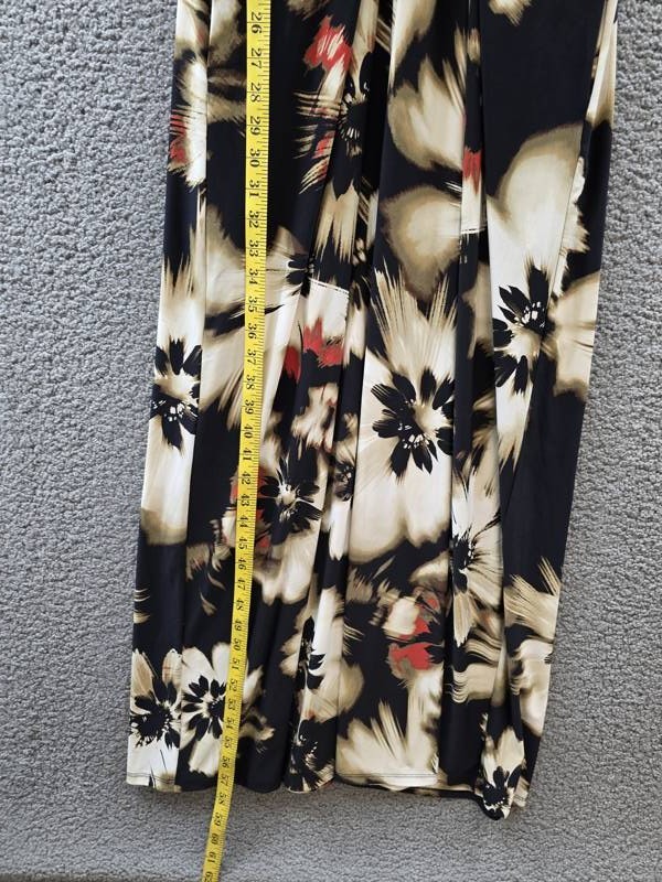 Anne Klein Printed Twist-Front Maxi Dress Women’s M Black Multi Back Zip Closure