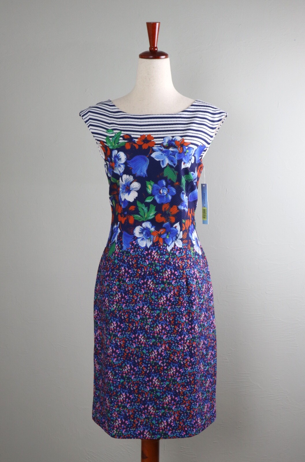 ANTONIO MELANI NWT $169 Daria Mixed Striped Floral Lined Sheath Dress Size 6