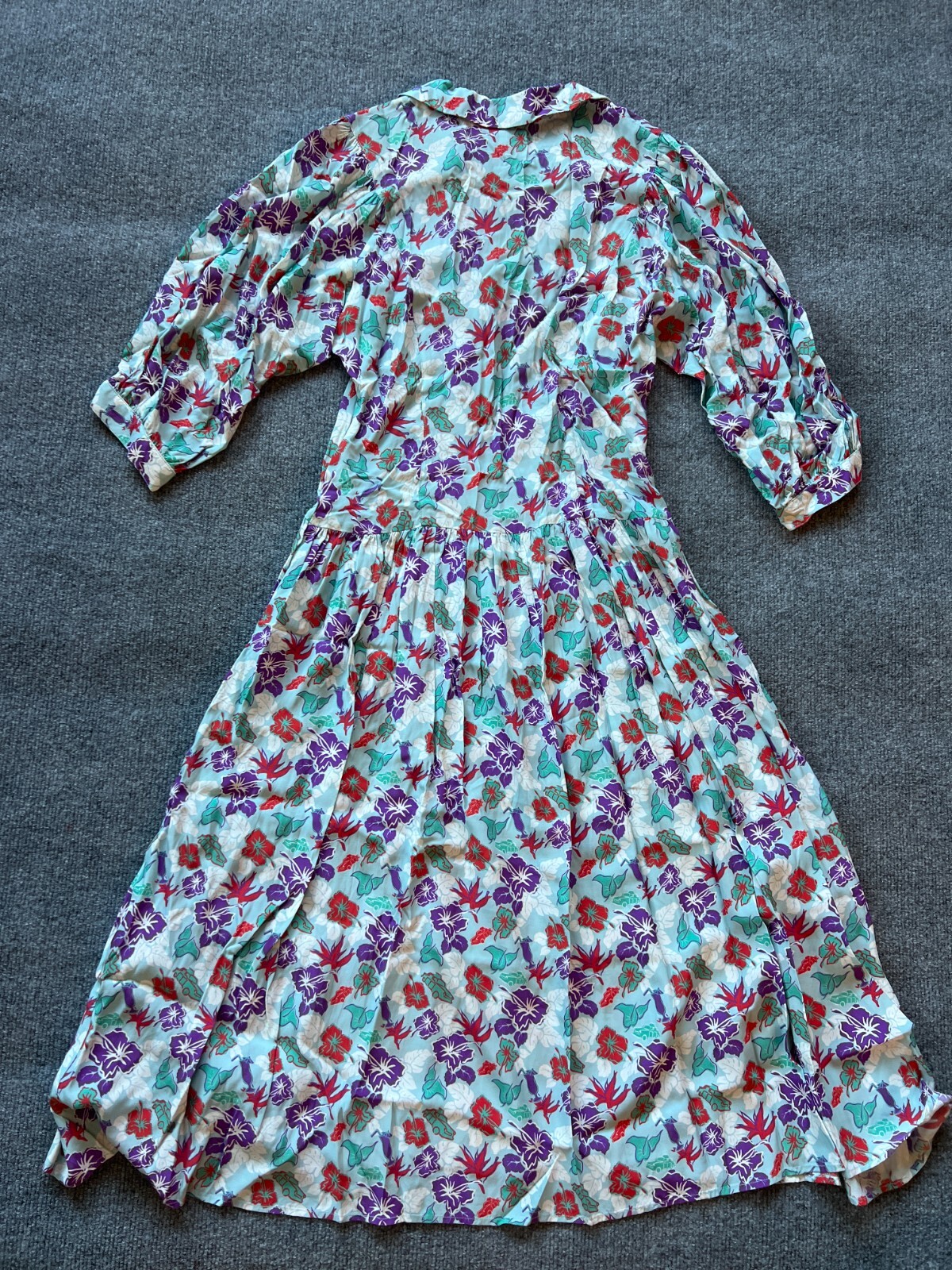 Kurt Lyle Womens Multicolor Floral Long Sleeve Cotton Knee Length A Line Dress S