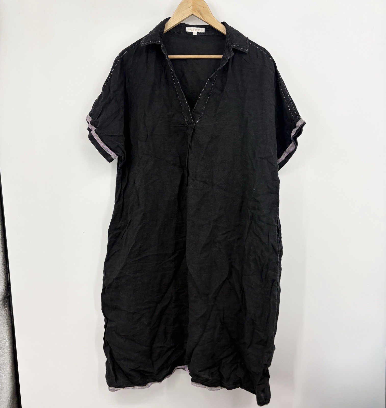 Anthropologie Payal Pratap Linen Midi Dress Medium Capsule Minimalist Lagenlook