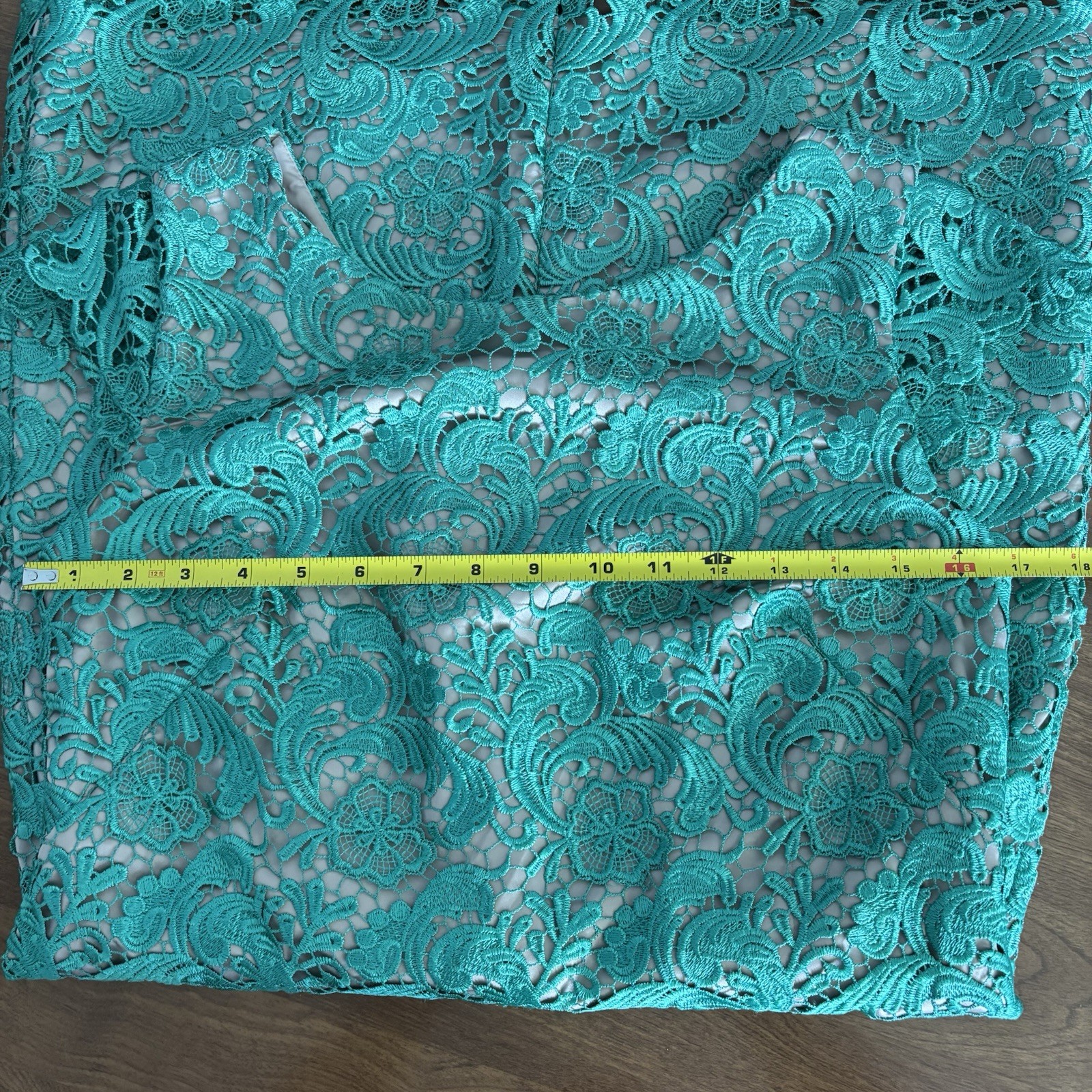 Eliza J Cap Sleeve Sheath Teal Green Lined Summer Cocktail Wedding Lace Dress 6