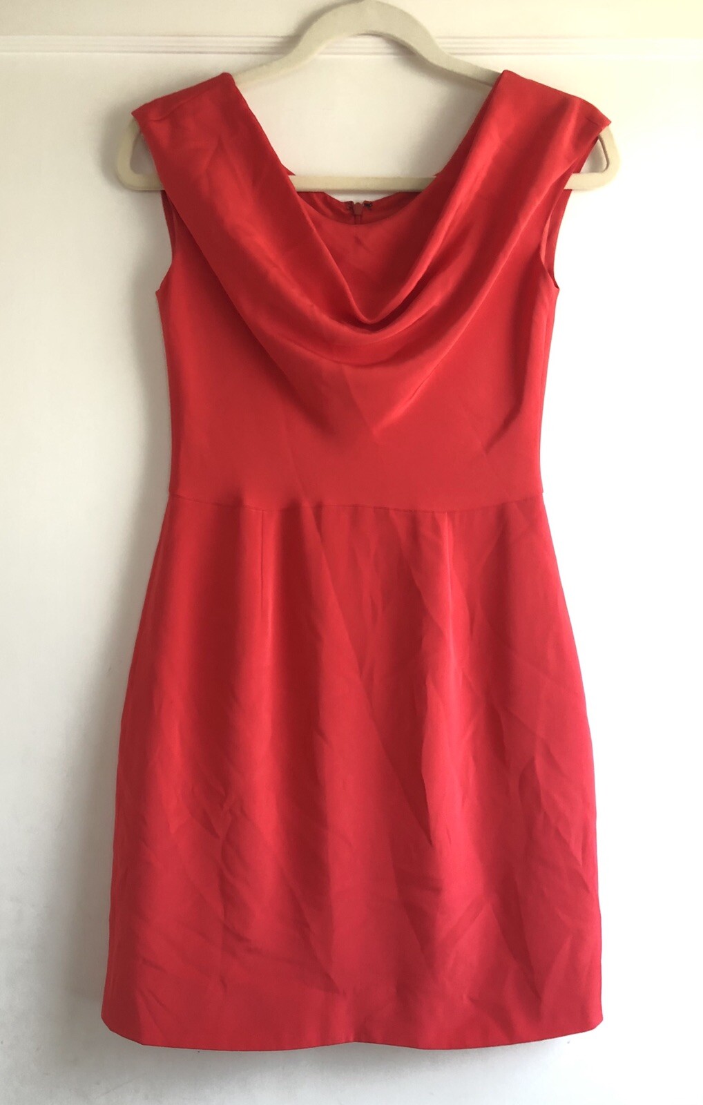 Cushnie Et Ochs Red Silk Draped Neck Cocktail Mini Dress Size 8