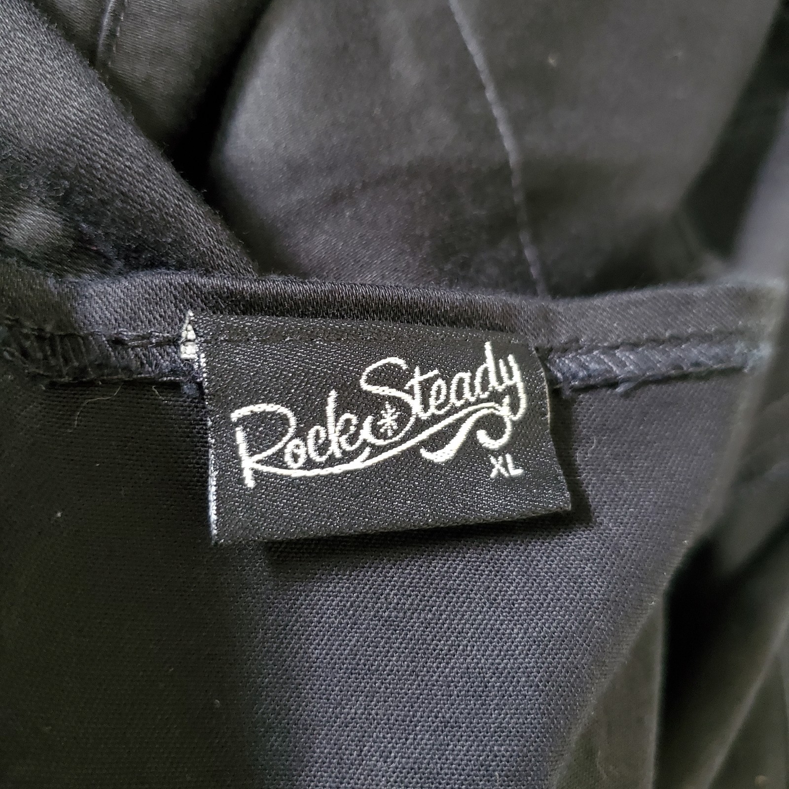 Rock Steady Halter Tie Dress Size XL Black Pinup Red Button Swing Rockabilly