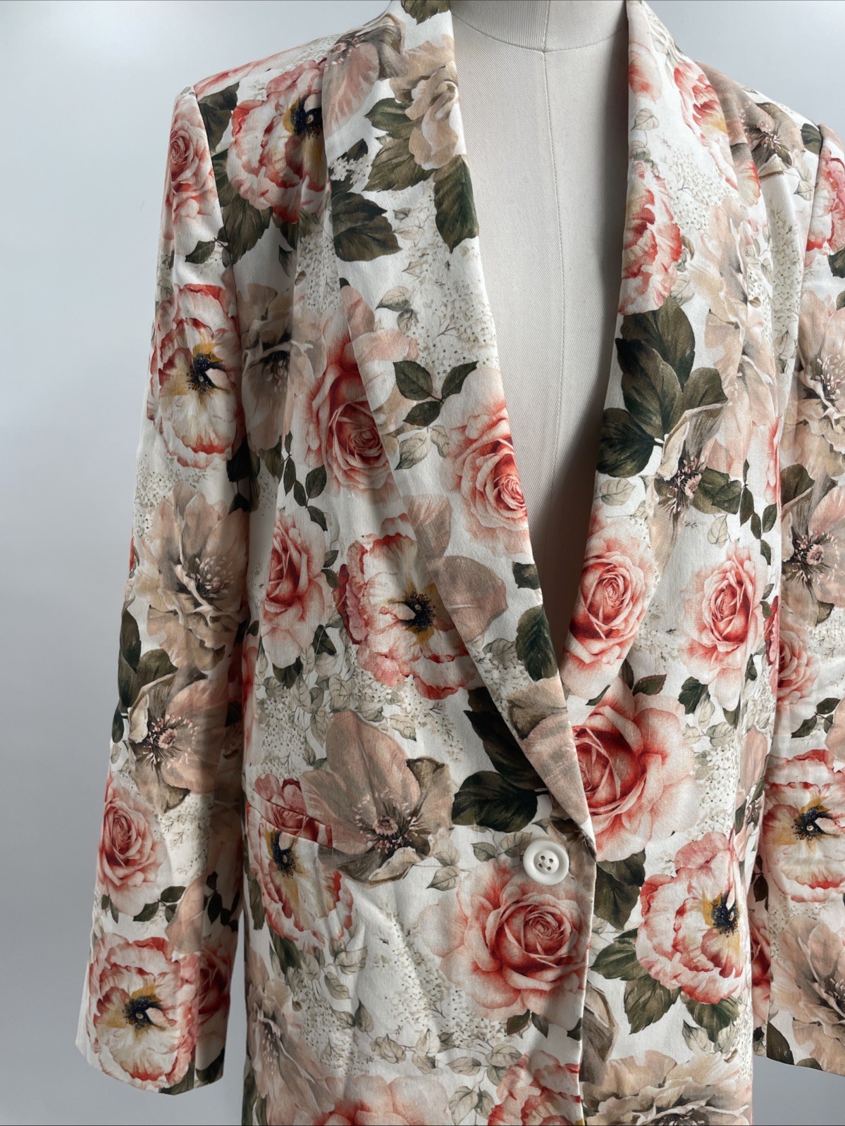 Alice & Olivia Women’s Denny High Tea Floral Linen Blend Blazer Dress Size 8