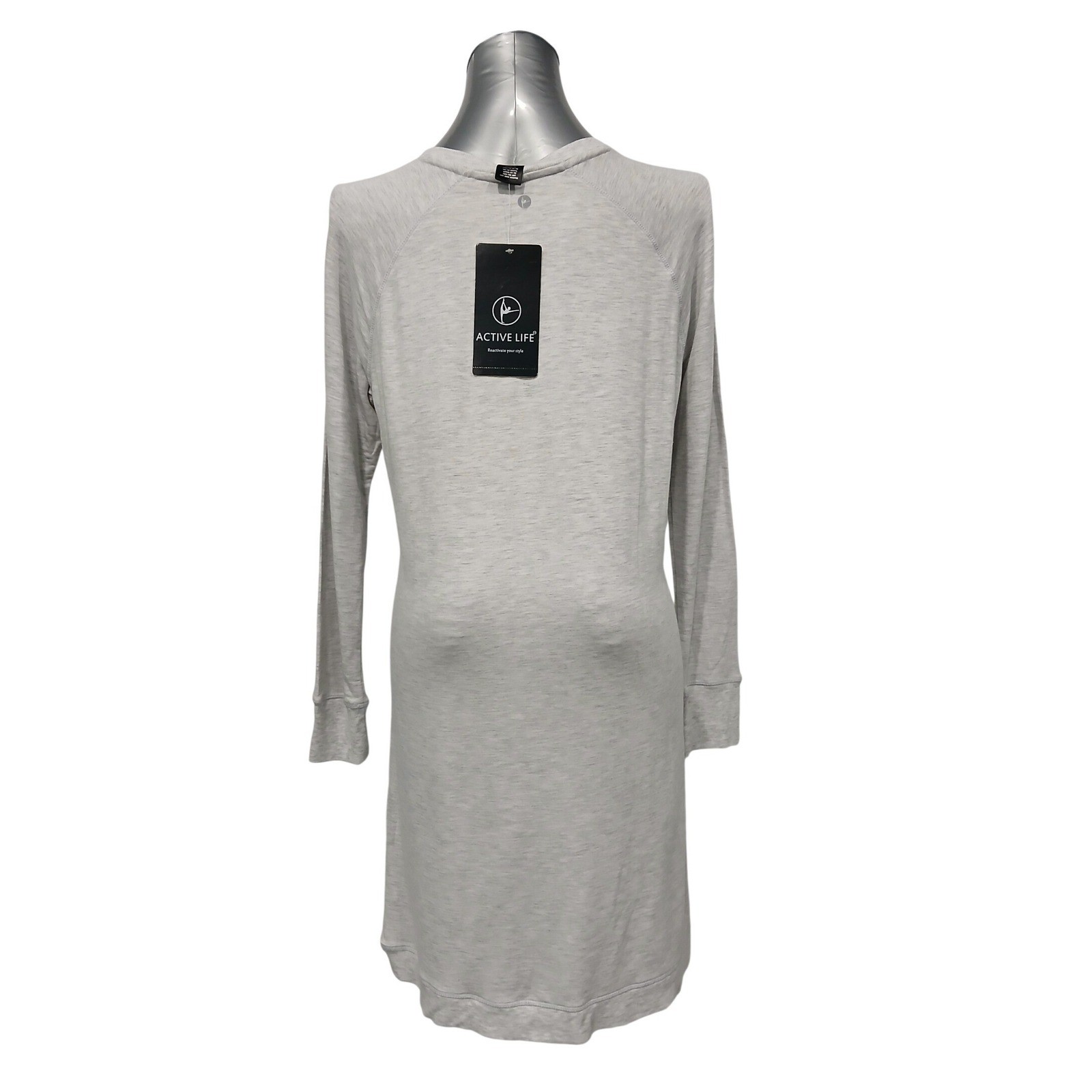 Active Heather Grey Buttery Soft Modal Asymmetrical Hem Sweatshirt Dress Med NWT