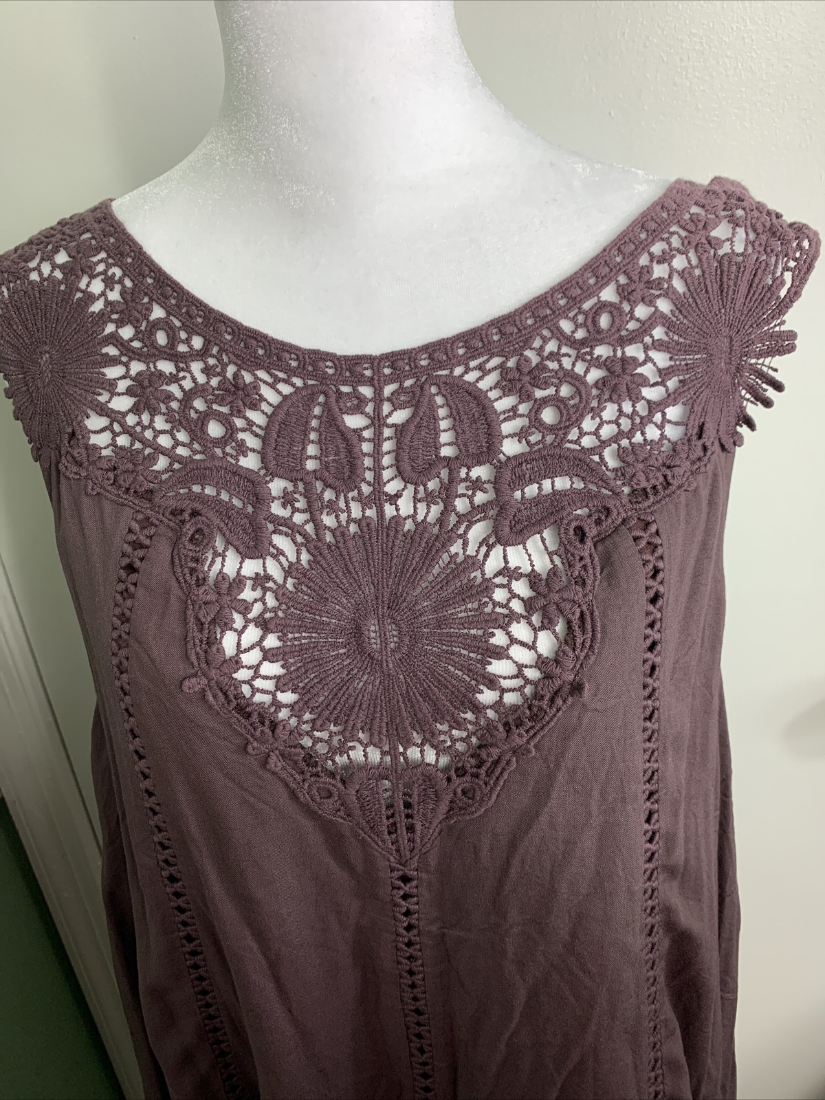 New She + Sky Lined Size L Lined Purple Boho Casual Spring Fairy Dress NWT