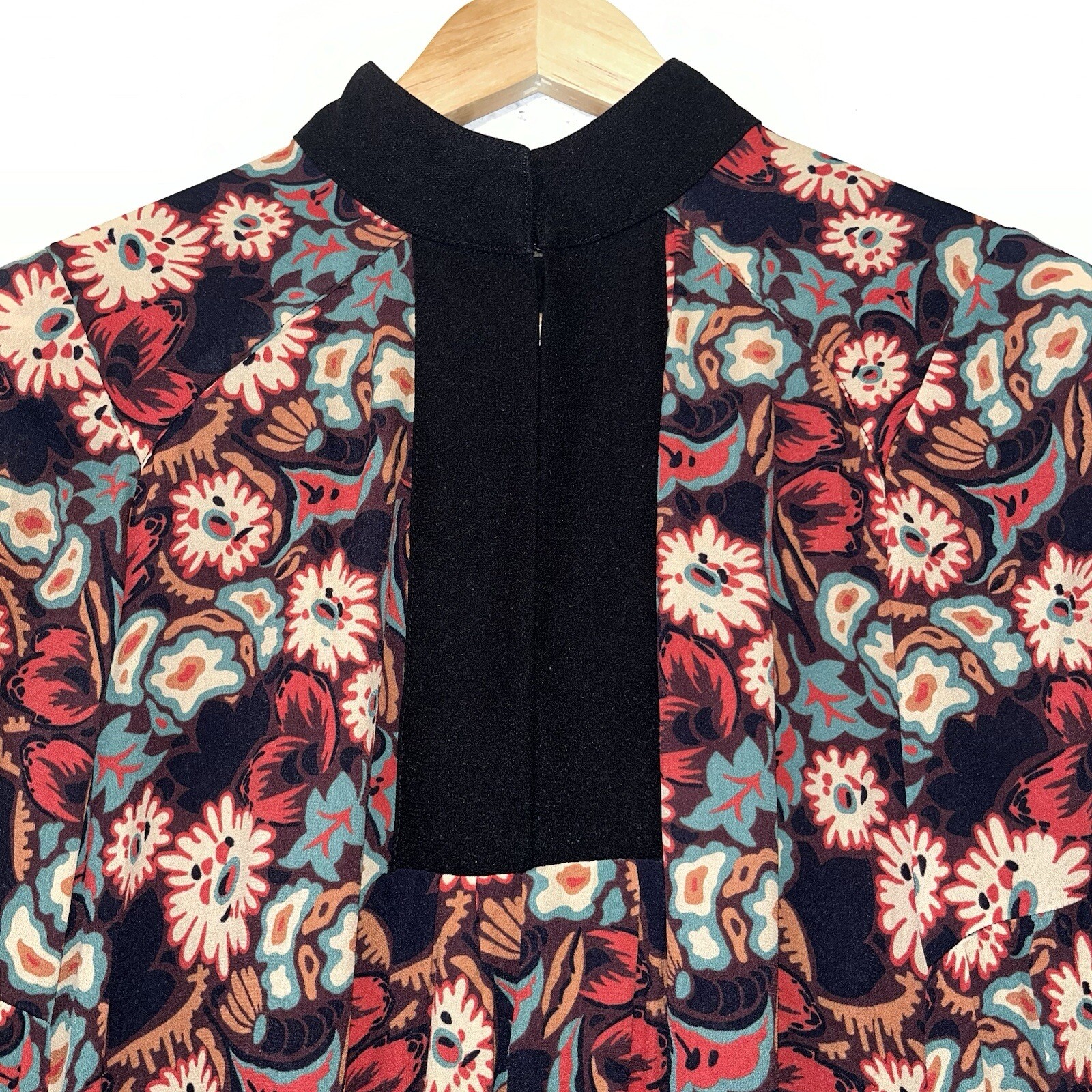 Anna Sui Larkspur Fields Floral Shift Dress Black Size 2 90s Vintage 🟡