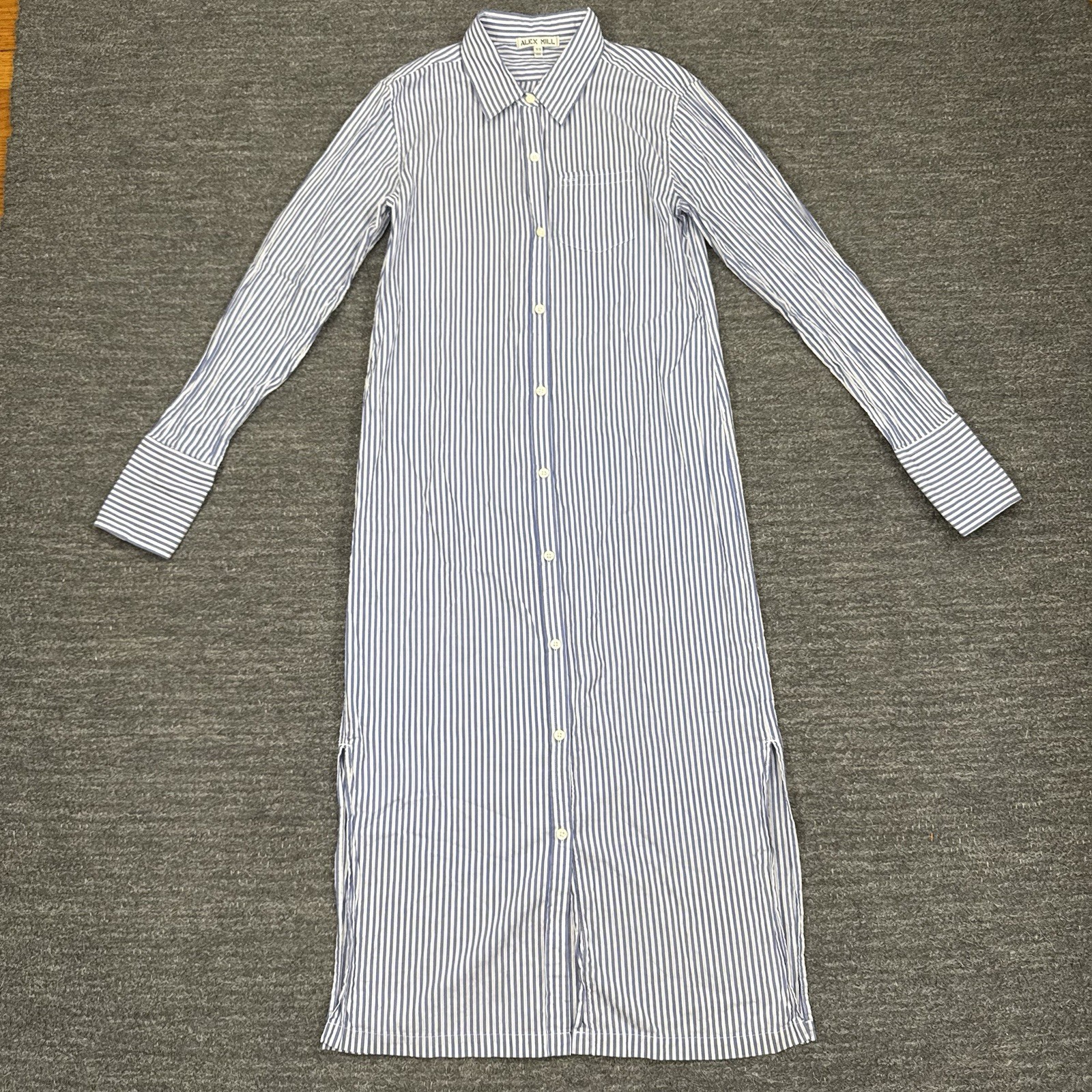 Alex Mill Dress Women XS Blue White Shirt Lightweight Beach Nautical Resort Boat