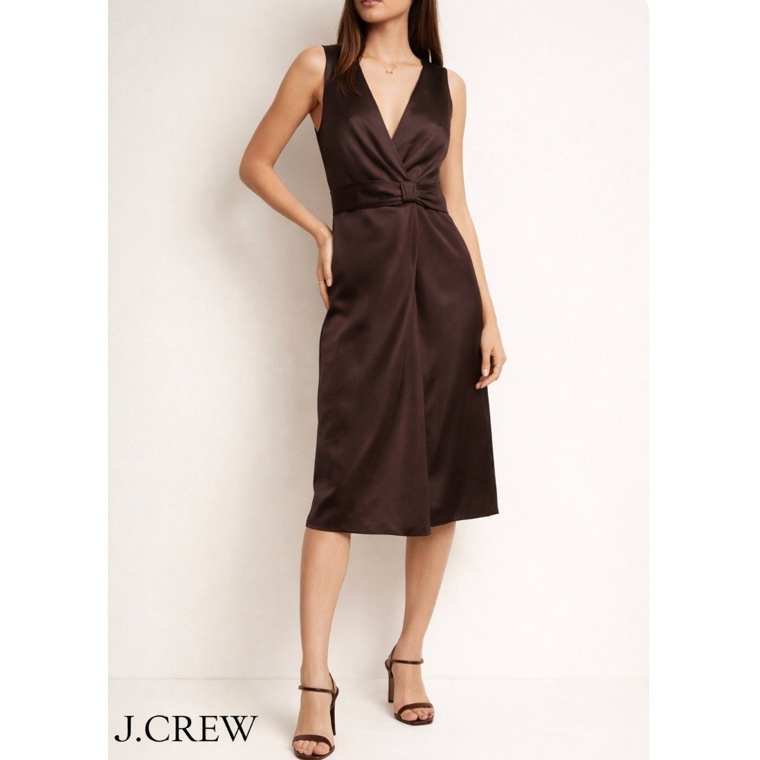 J Crew Womens Y2K Dress Silk Blend Chocolate Brown Size 10 Classic Minimalist