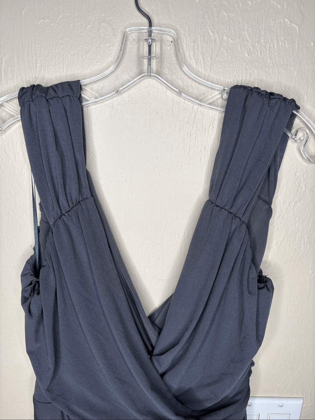Boston Proper Gray Ruched Draped Sleeveless Cocktail Dress Medium-127