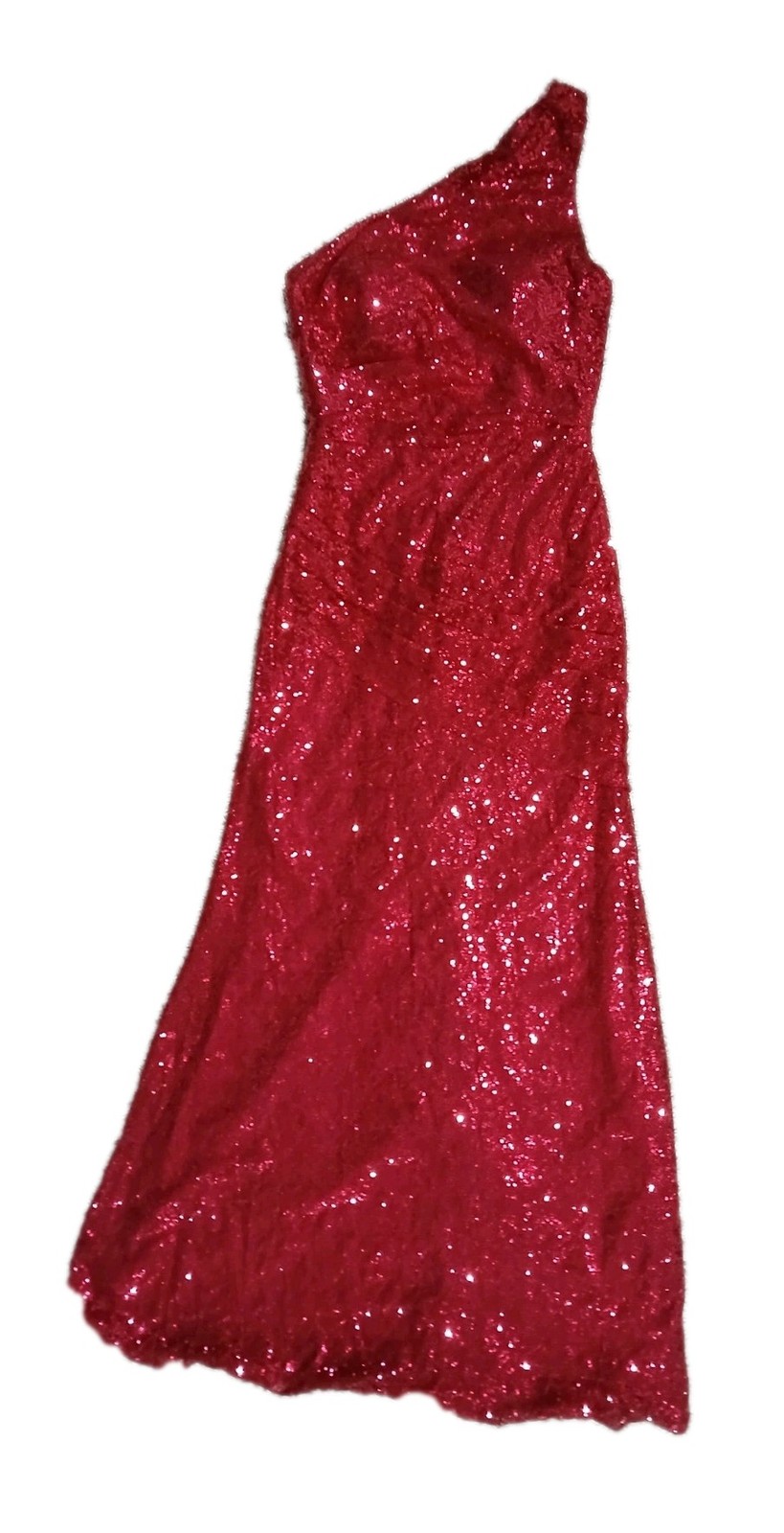 Imcactor Womens Single Shoulder Bodycon Mermaid Maxi Red Sequin Dress Gown
