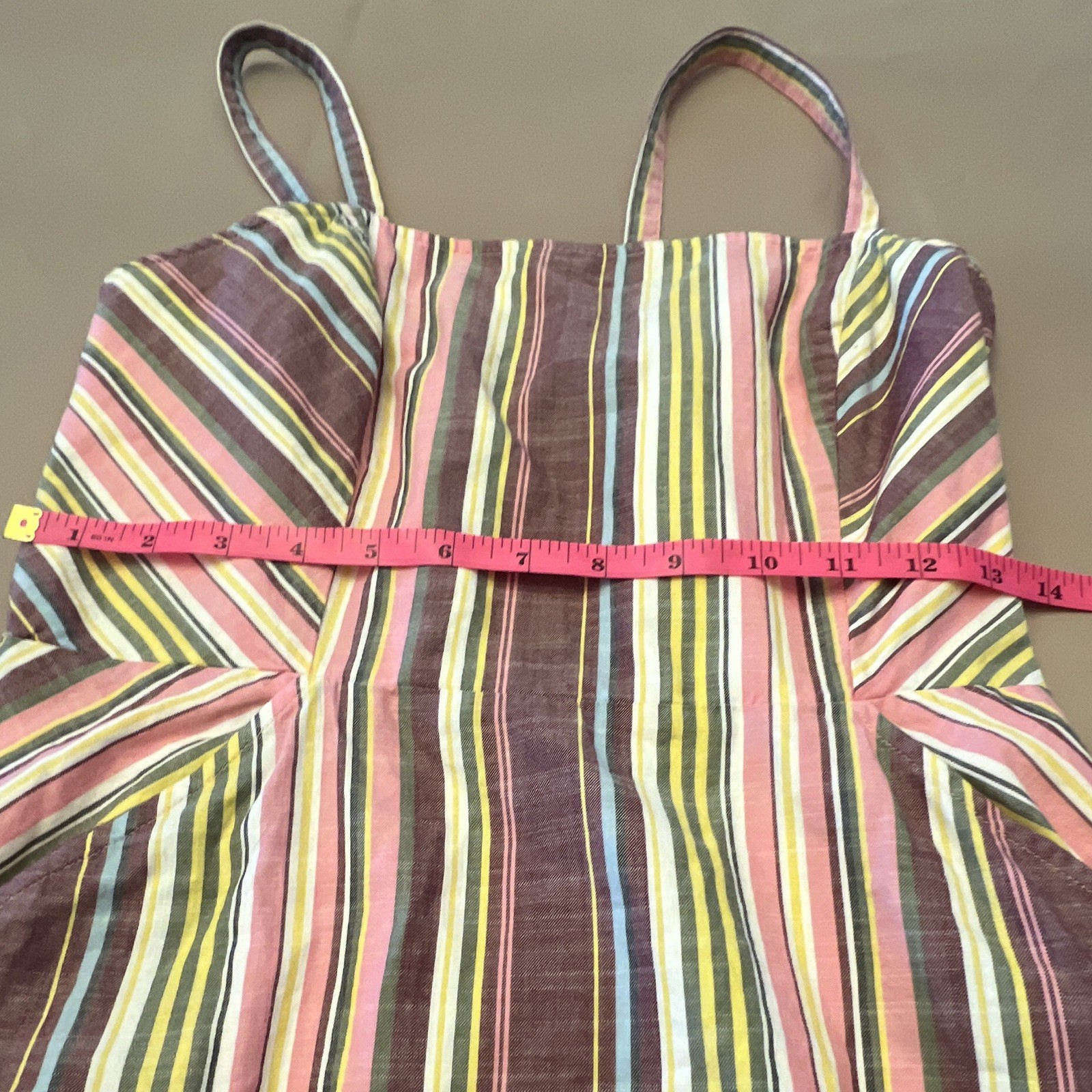 Express Pink Multi Striped Square Neck Strappy Smocked Short Cotton Sundress S