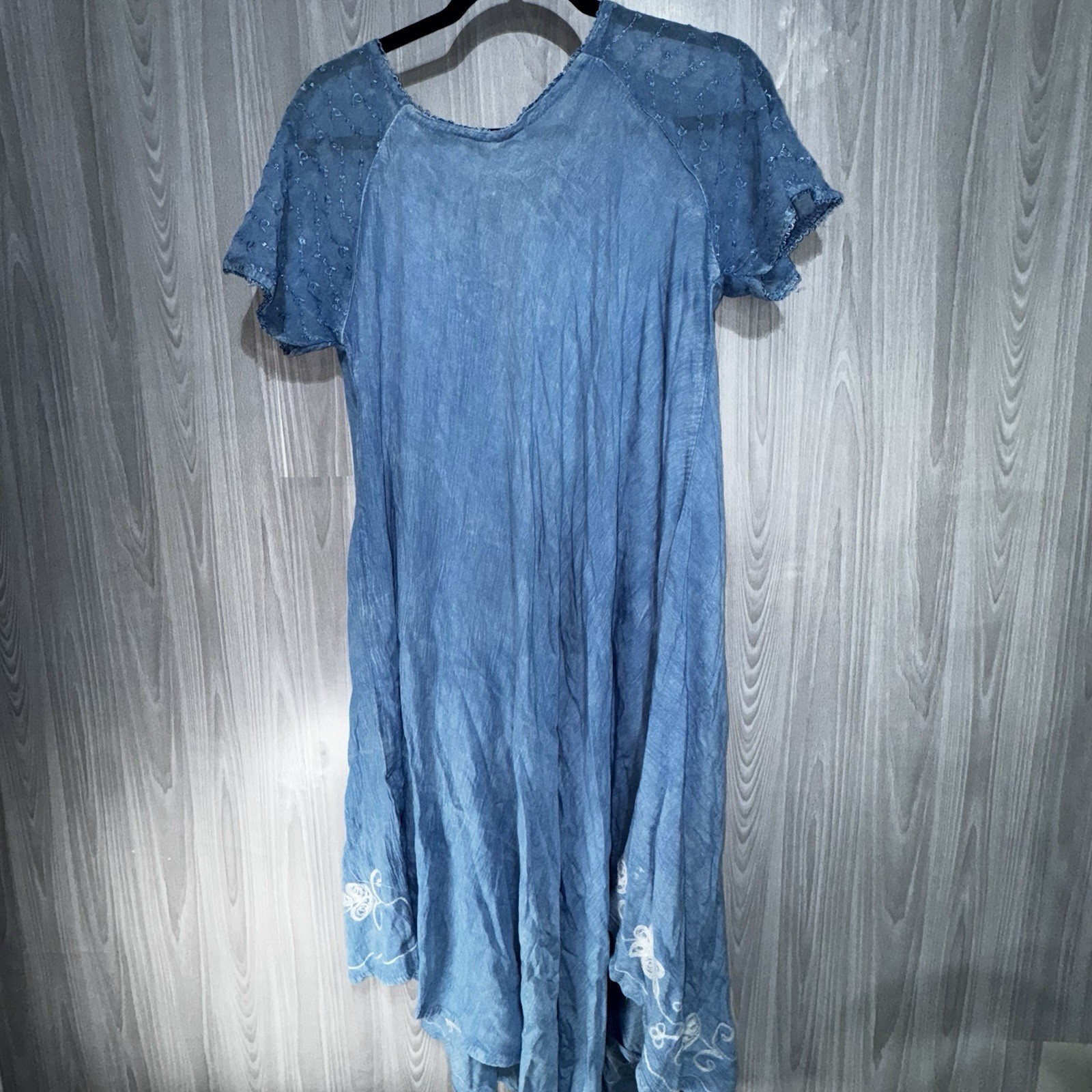 Riviera Sun Light Blue Embroidered Floral Sun Dress NWT Women’s Size S