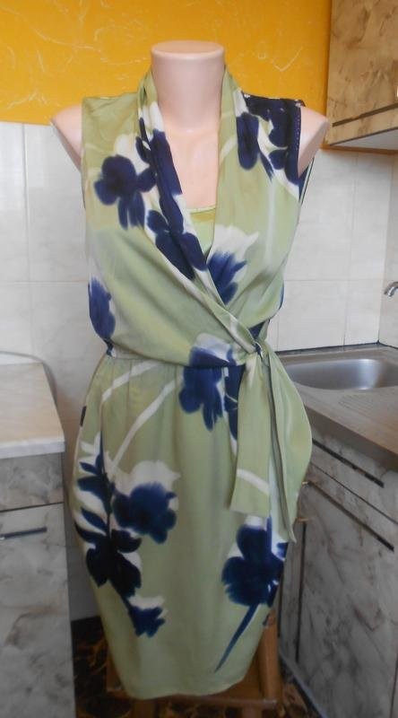 Women Elie Tahari dress green silk 36/S/44