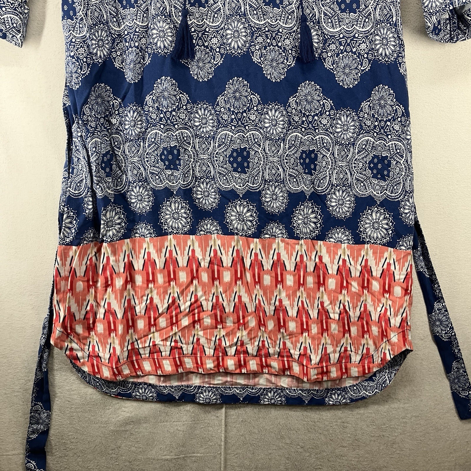 Women’s All Rayon Shift Dress Small Tasseled Belted Soft Modern Hippie Festival