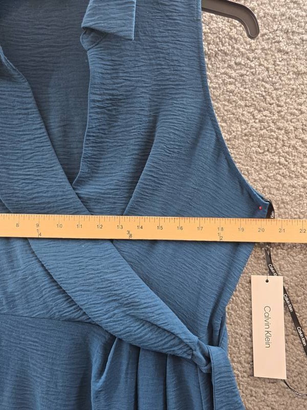 Calvin Klein Sleeveless Wrap V-Neck Sheath Dress Women’s 14 Cypress Pullover