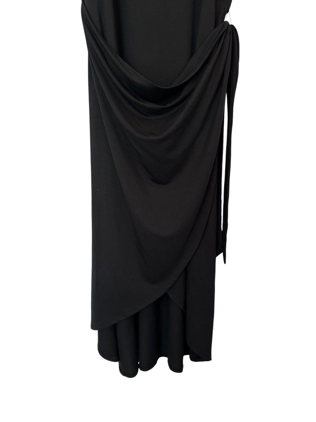 NEW Quince Tencel Jersey side tie Midi Dress Black XL Clean Girl Everyday LBD