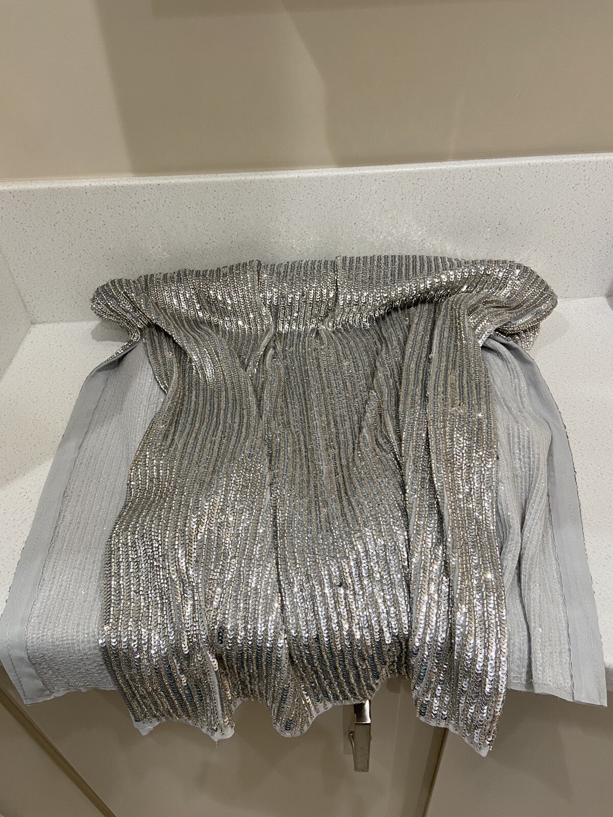 H&M PREMIUM QUALITY Thick Silver Beaded Embellished Sequin Dress Size 4 NWT