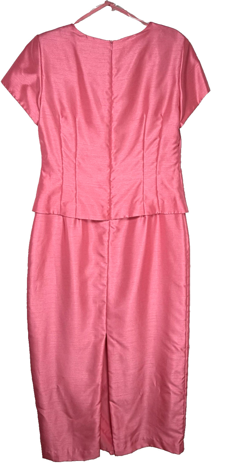Vtg JESSICA HOWARD Pink Barbie Sheath Dress Beaded Embroidered Short Sleeve 12