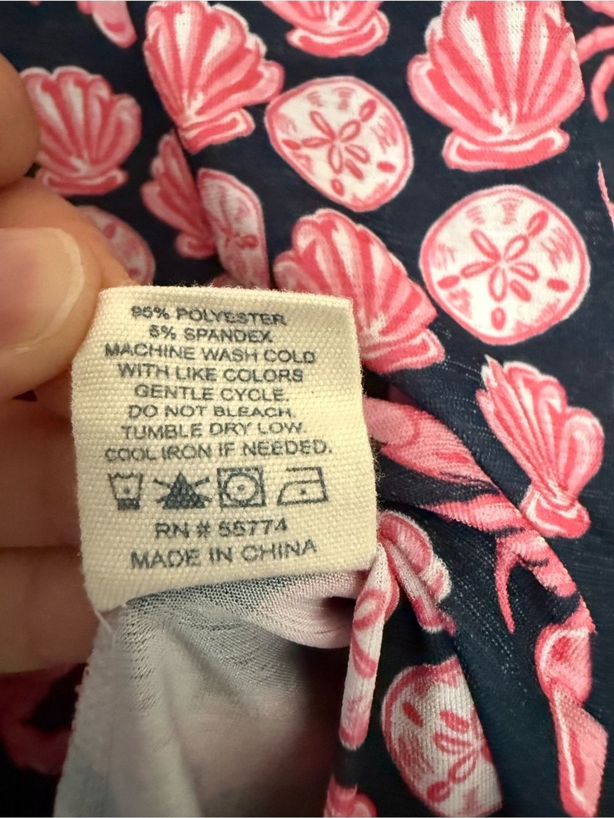Simply Southern Pink Crab Shell Print Dress Medium Beach Coastal Sharkbite Hem