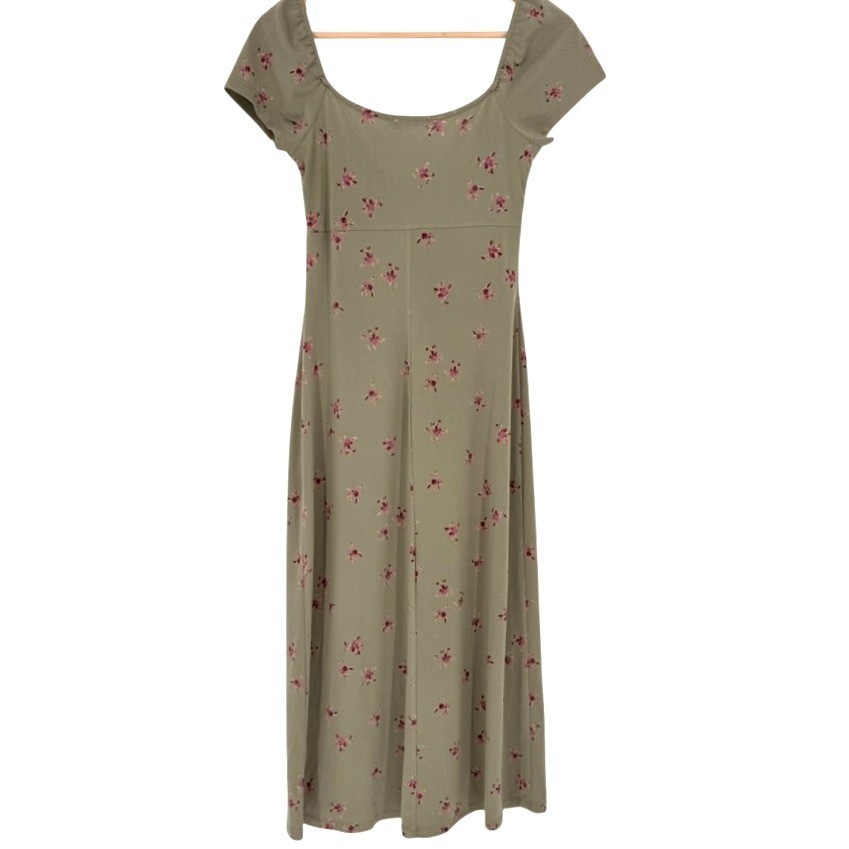LUSH Sage Green Ditsy Floral Twist Front Sweetheart Dress Small Cottage Coquette