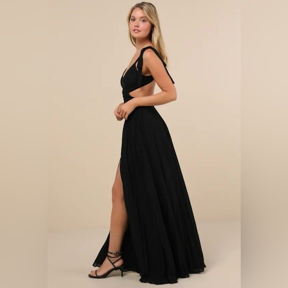 NWT Lulus Black Pleated Backless Maxi Dress – XL