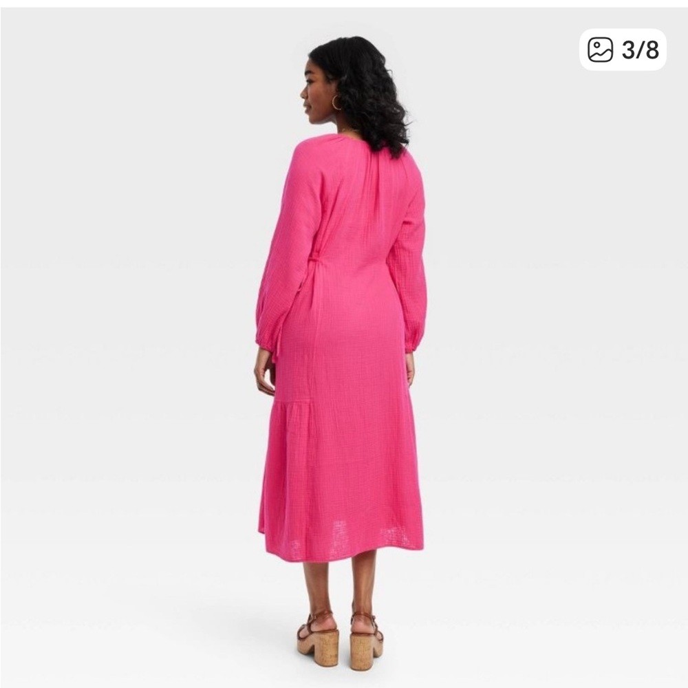 Women’s Balloon Long Sleeve Midi A-Line Dress – Universal Thread 100% COTTON