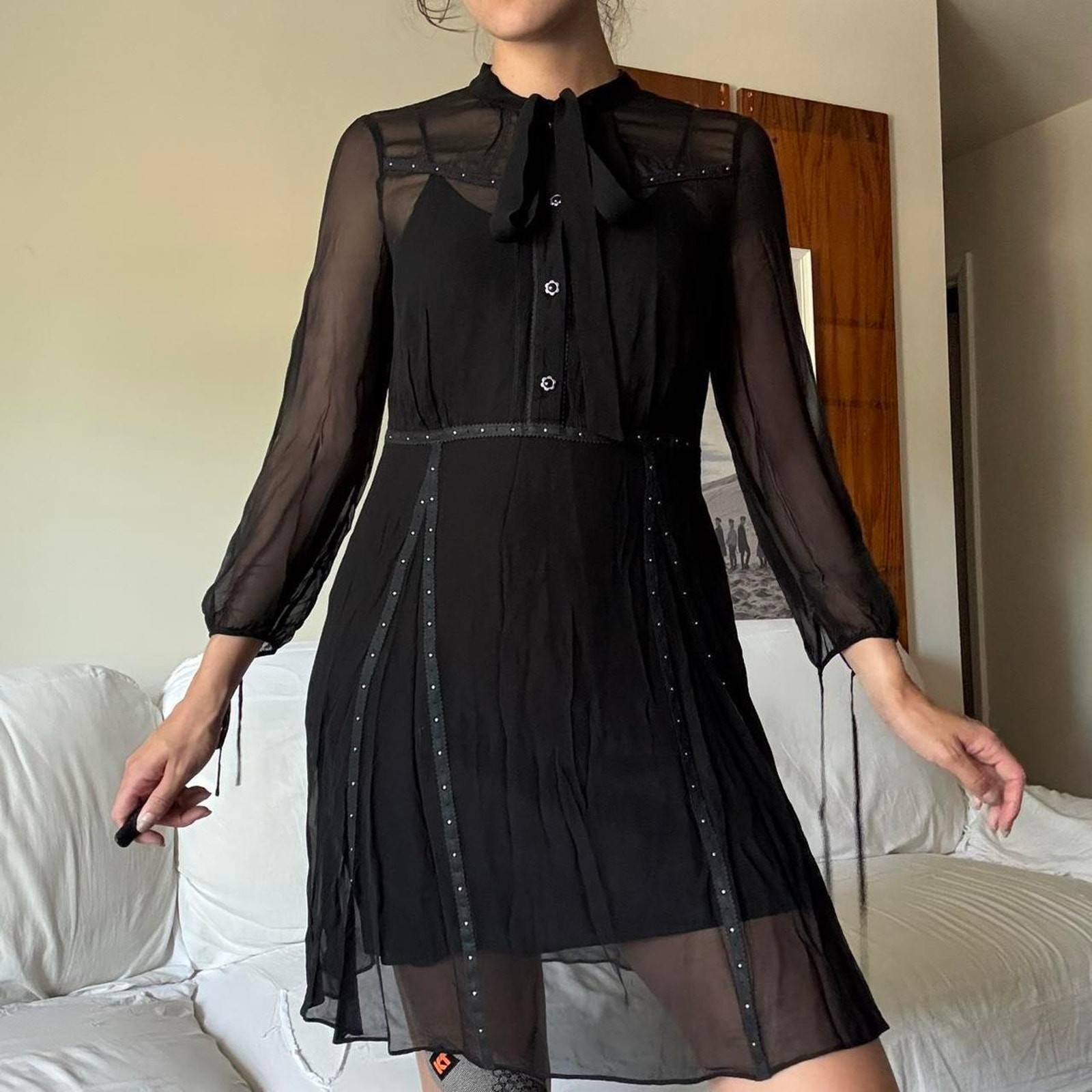 Coach black sheer dress