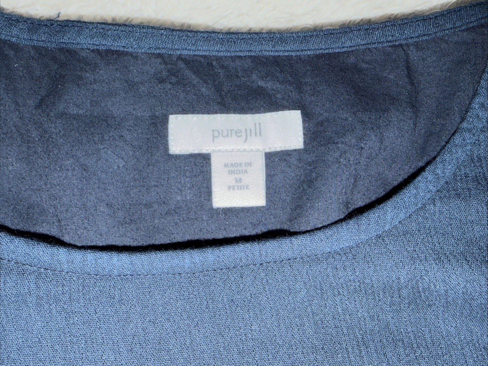 Pure Jill Sleeveless Shift Dress Size M Garment Dye Cotton Blend Blue Gray Ocean