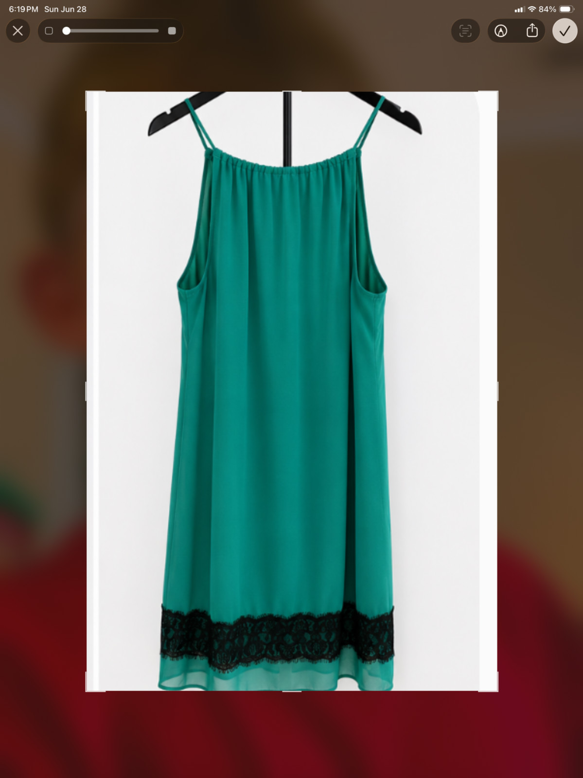 Enfocus Studio Mint Green Chiffon Shift Dress with Black Lace Hem – Size 8