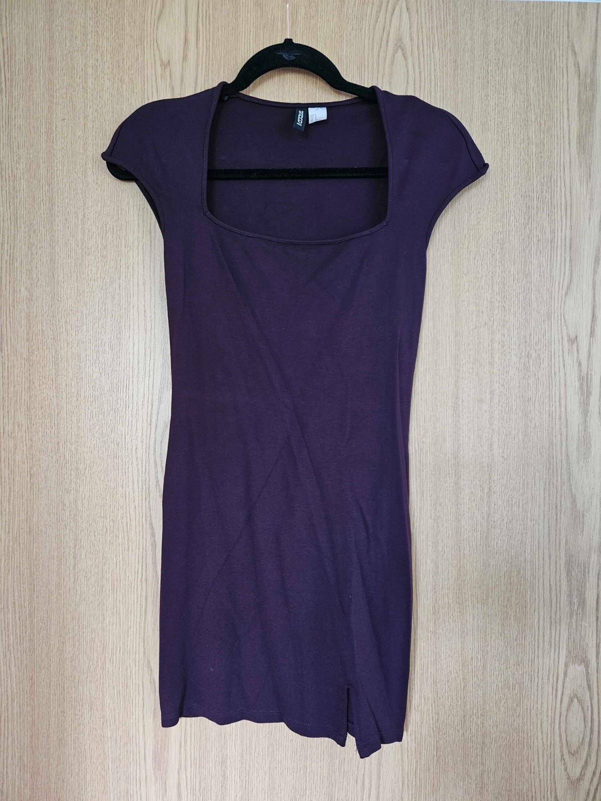 H&M Divided purple mini dress with square neck and side slit