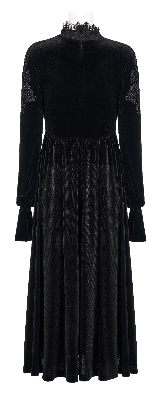 Punk Rave Black Velvet High Neck Corporate Goth Sheath Pencil Midi Dress