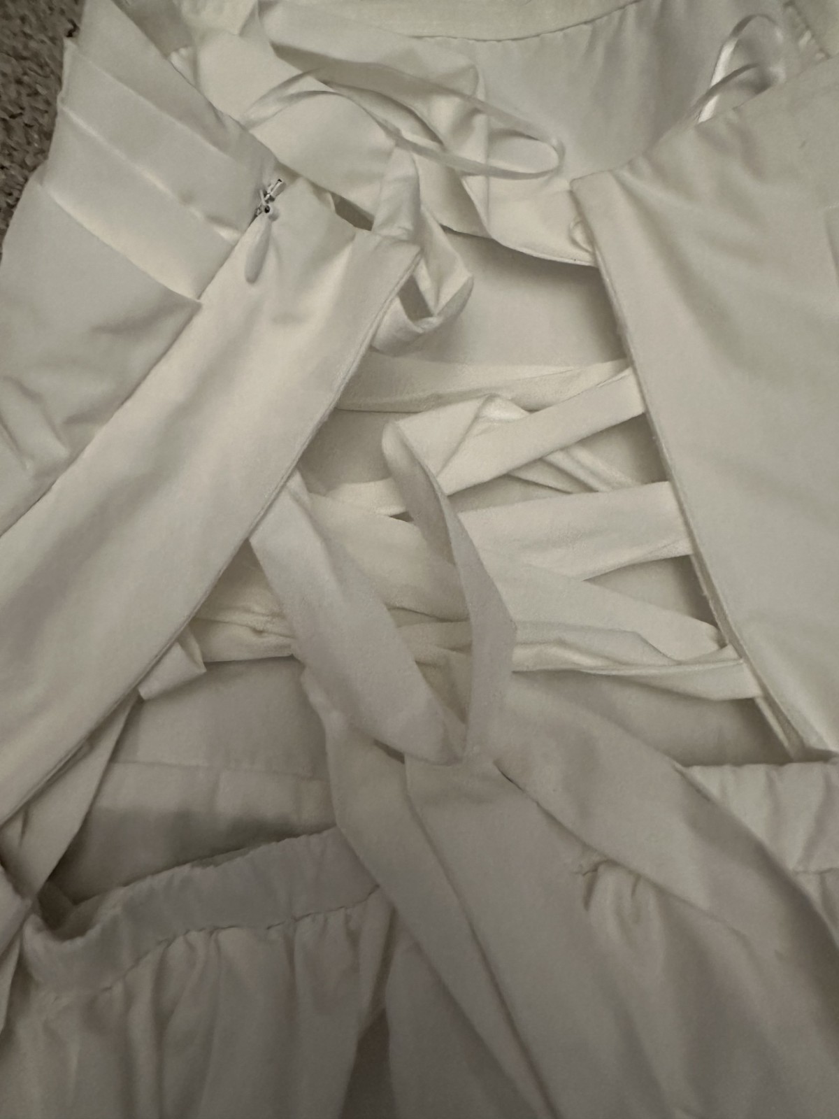 Amanda Uprichard White Stassie Bubble Hem Lace Up Dress XL