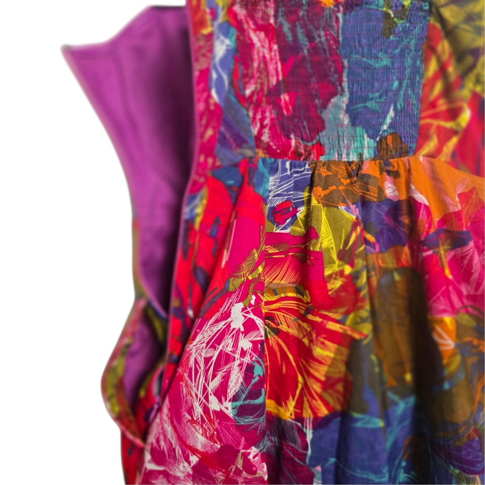 Moulinette Soeurs Strapless Abstract Print Cotton Midi Dress Button Front Size 2