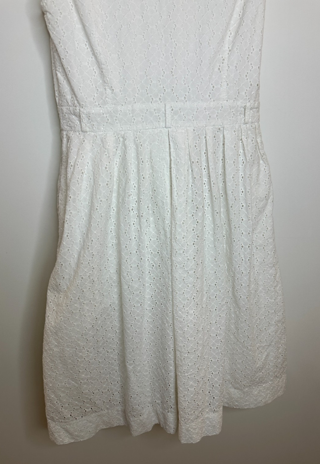 Kate Spade New York White Cotton Eyelet Sleeveless Button Front Dress *Altered