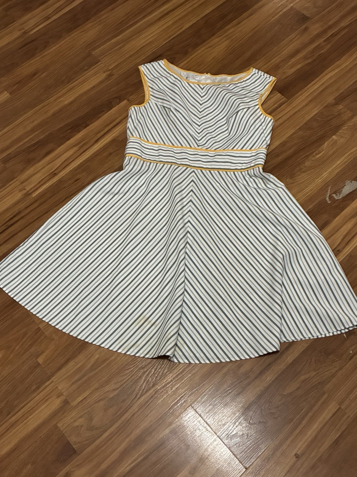 London Style Striped Round Neck Sleeveless Fit & Flare Knee Dress Size 18