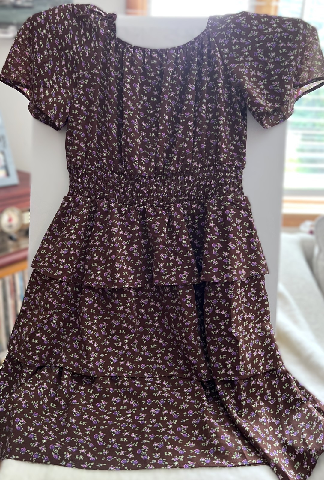 PRETTYGARDEN Women’s Floral Summer Short Dress Square Neck Short Sleeve Large