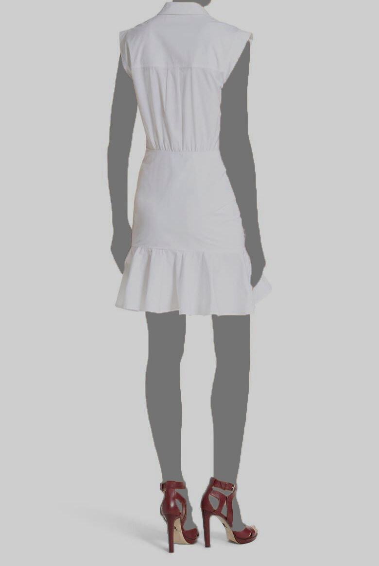 $450 Veronica Beard Womens White Point Collar Cap Sleeve Mini Shirtdress Size 10