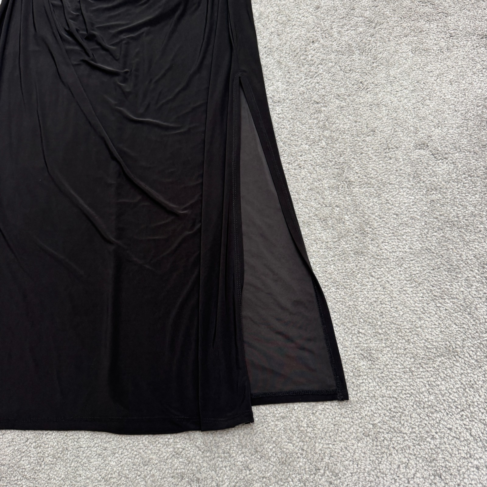 WAYF Cut Out Twisted Front Long Sleeve Maxi Dress Womens XL Black Slit Formal