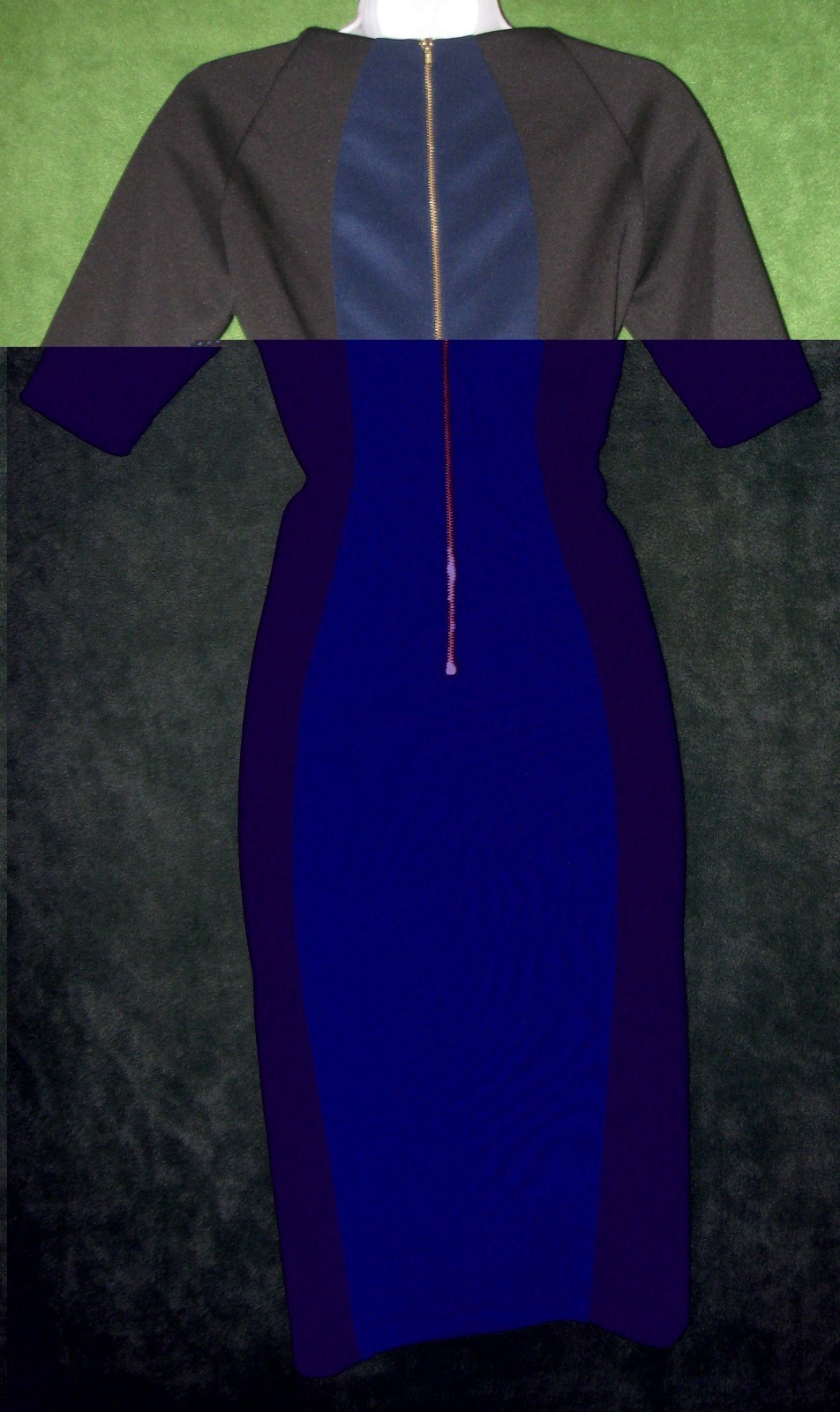 Nine & Co. Blue Black Colorblock Stretch Knit Work Social Dress 2 NWT $89 MISC