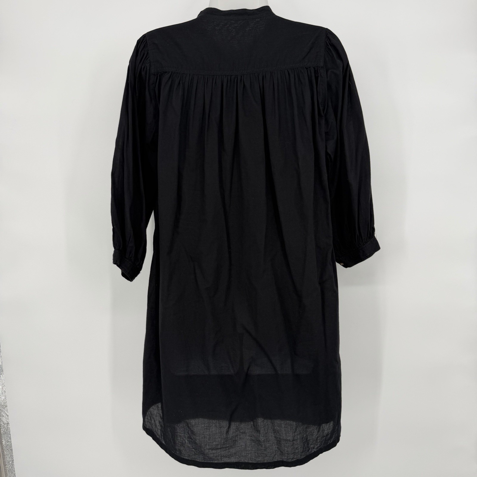 Ulla Johnson Cotton Button Up Mini-Shirt Dress Pleated 3/4 Sleeve Button Cuffs