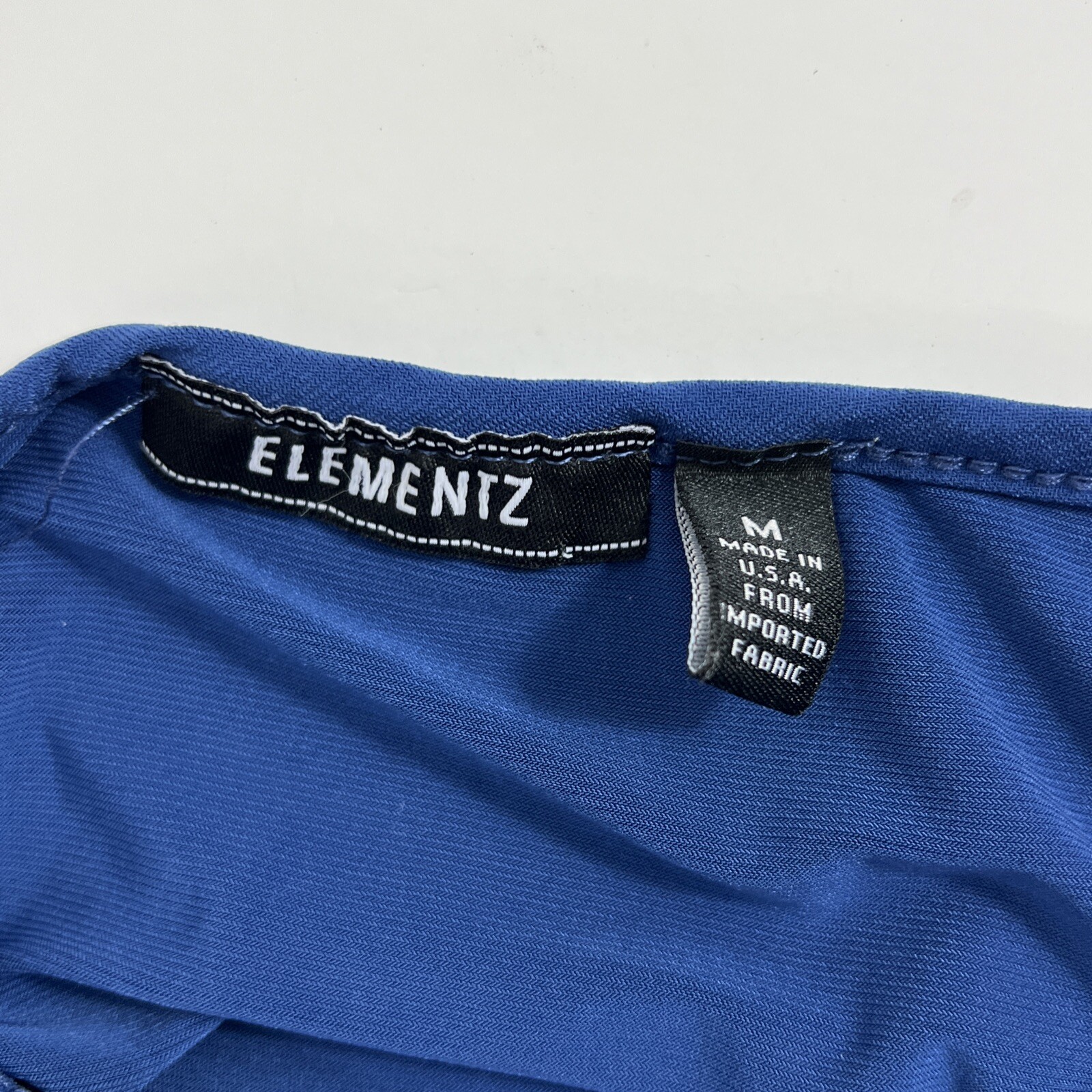 Elementz Pencil Dress Women’s Medium Short Sleeve Blue Ruffle Polyester Blend
