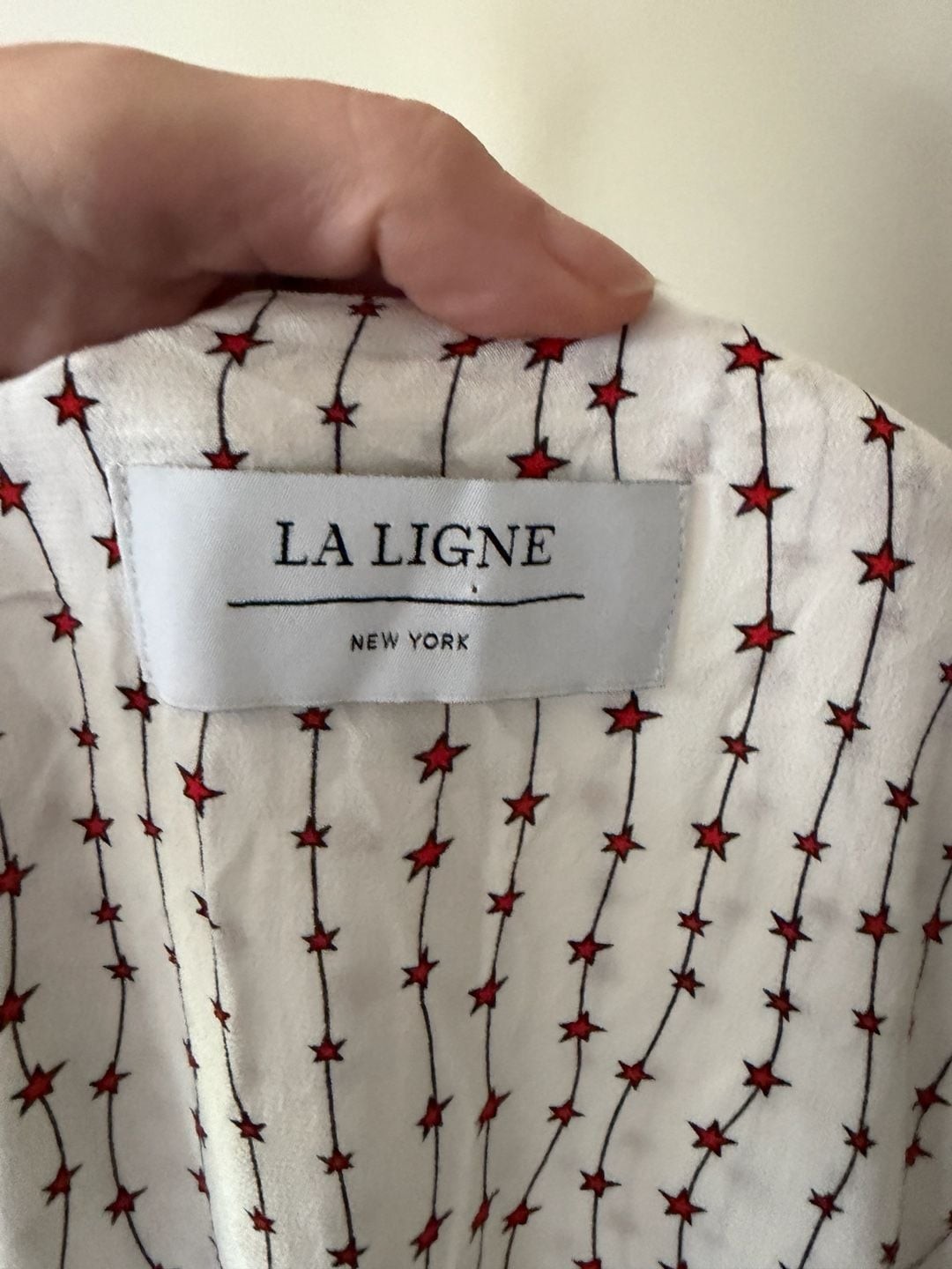 La Ligne Red Star Wrap Mini Dress with Ruffle Hem Size M