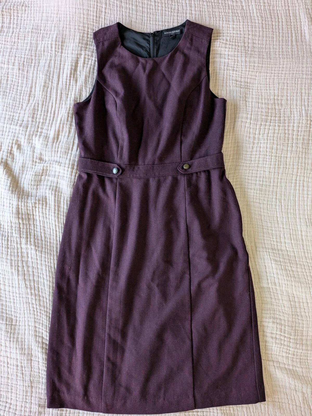 Banana Republic Dress Women 8 Purple Wool Blend Sheath Sleeveless Modest Classic