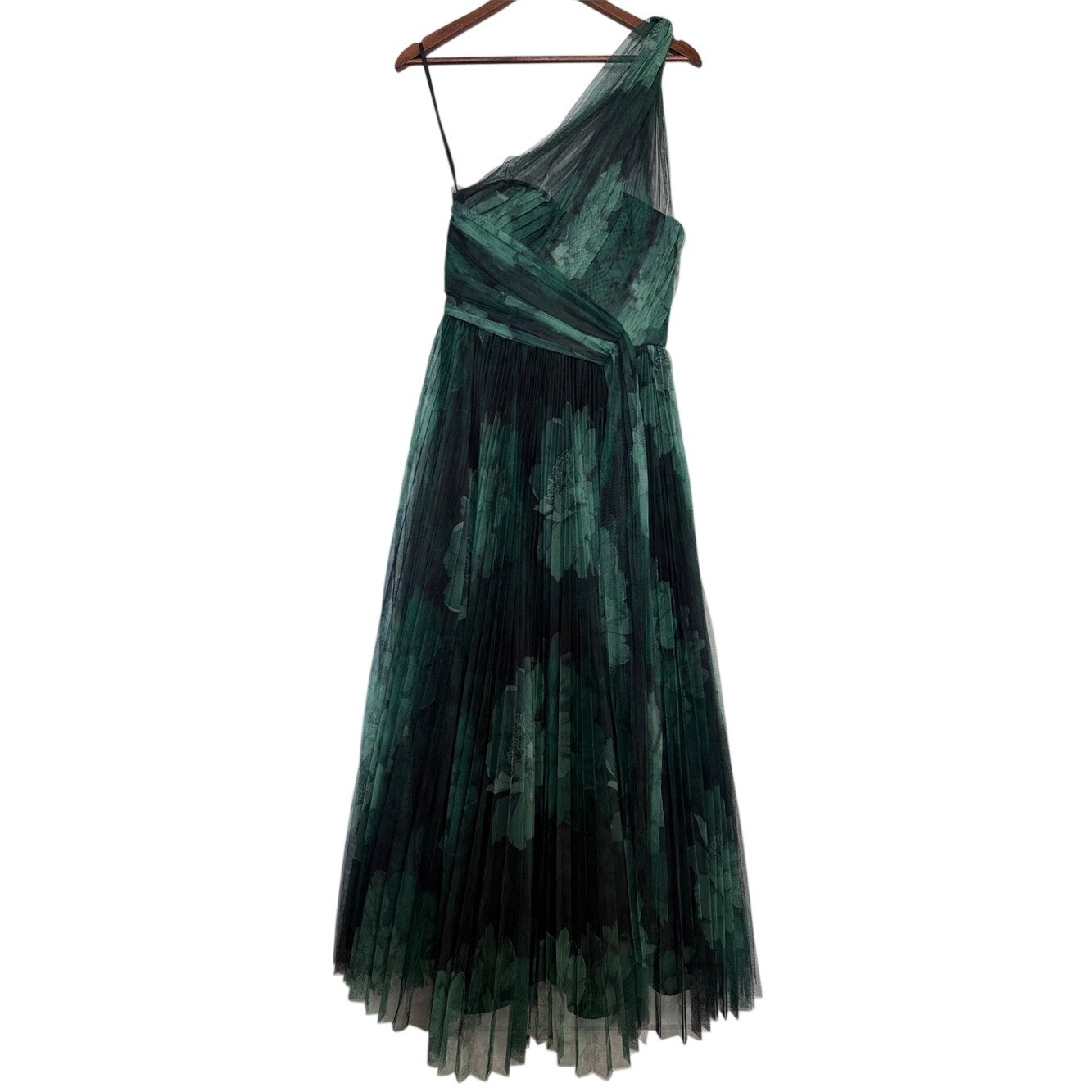 Hutch Philippa One Shoulder Tea Length Tulle Floral Gown Size 4 NWT