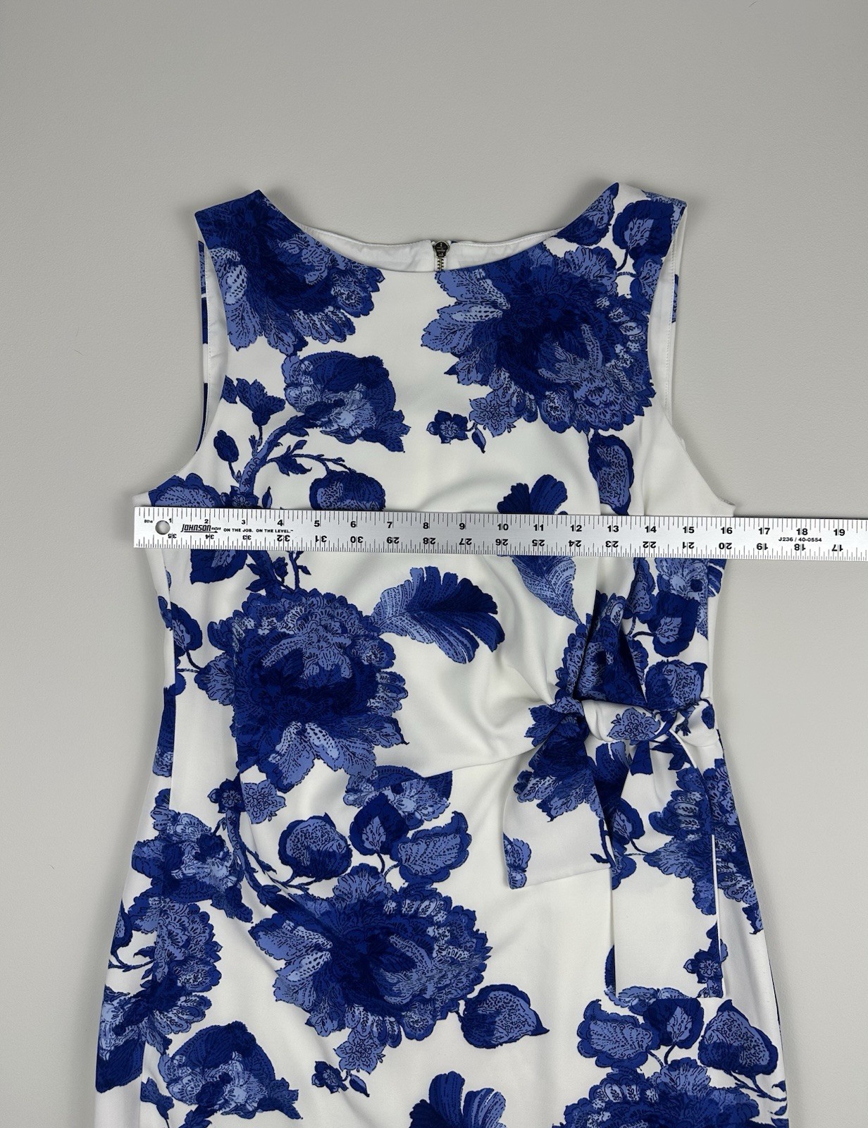Tommy Hilfiger Floral Sheath Dress Size 4 NWT Blue White Side Tie Stretch