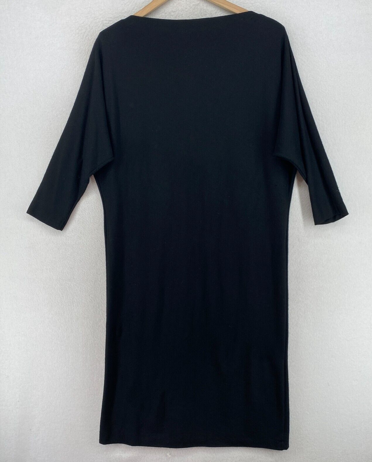 TAPEMEASURE Dress 10 Wool Jersey Shift Midi Boat Neck Dolman Sleeve Black VTG
